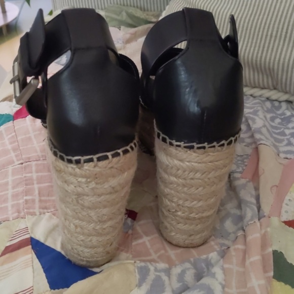 Marc Fisher Adalyn Espadrille Wedge Sandal in Black Suede and Leather - Picture 7 of 13